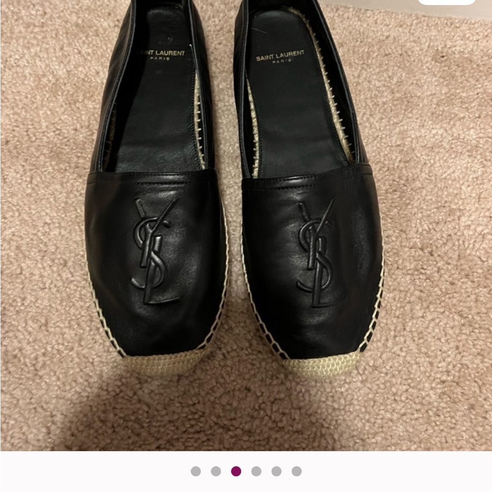YSL Black Leather Espadrilles